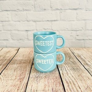 New Stacking Mugs Sweetest and Sweeter Blue Stackable Love